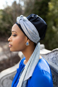 The Rena Crown | Luxury Handmade Turban Crown Head Covering with Attachable Magnetic Headband, non-slip (no wrapping required)