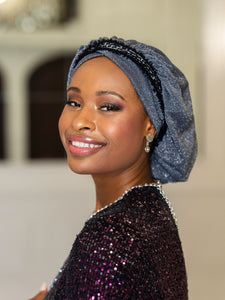 The Devorah Crown | Luxury Handmade Turban Crown Head Covering with Attachable Snap-on Trim (no wrapping required)