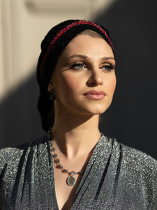 The Devorah Crown | Luxury Handmade Turban Crown Head Covering with Attachable Snap-on Trim (no wrapping required)