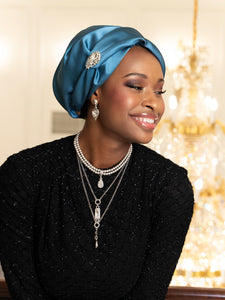 The Malka Crown | Luxury Handmade Turban Crown Head Covering with Attachable Magnetic Accessory (no wrapping required)