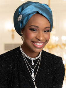 The Malka Crown | Luxury Handmade Turban Crown Head Covering with Attachable Magnetic Accessory (no wrapping required)