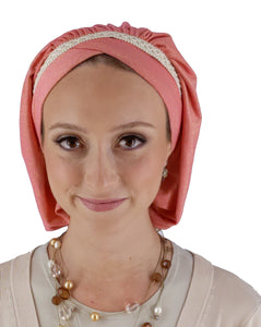 The Devorah Crown | Luxury Handmade Turban Crown Head Covering with Attachable Snap-on Trim (no wrapping required)