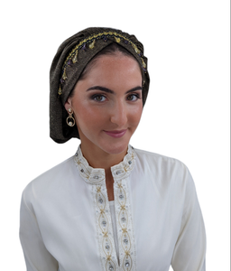 The Devorah Crown | Luxury Handmade Turban Crown Head Covering with Attachable Snap-on Trim (no wrapping required)